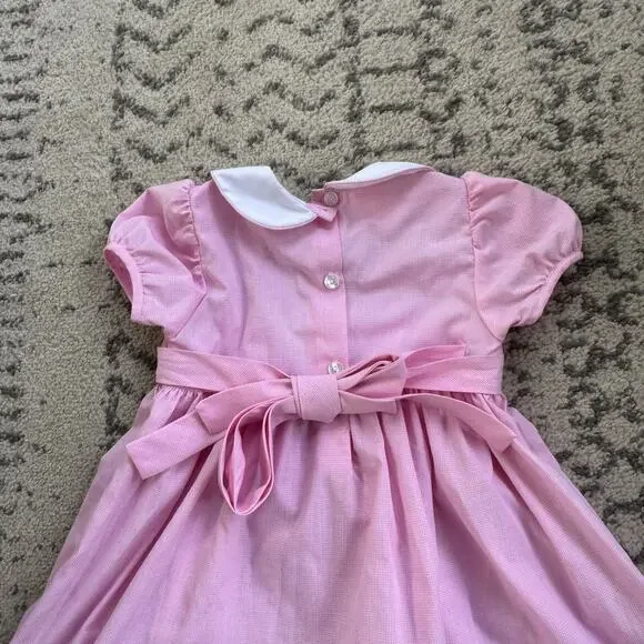 Petit Bebe Girls Easter Bunny Peter Pan Collat Smocked Dress Size 4
